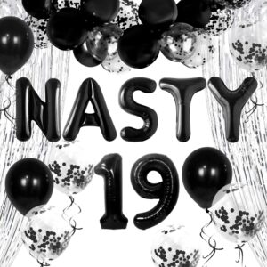 nasty 19 birthday decoration black 19th birthday decorations nasty 19 sign funny birthday decoration balloons 19 years old theme decor for man