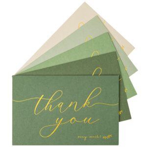 crisky 50 pcs sage green thank you cards with 50 envelopes & 50 stickers simple, chic, elegant greeting cards perfect for: wedding/business/birthday/graduation etc. 4 x 6 inches 50 pack