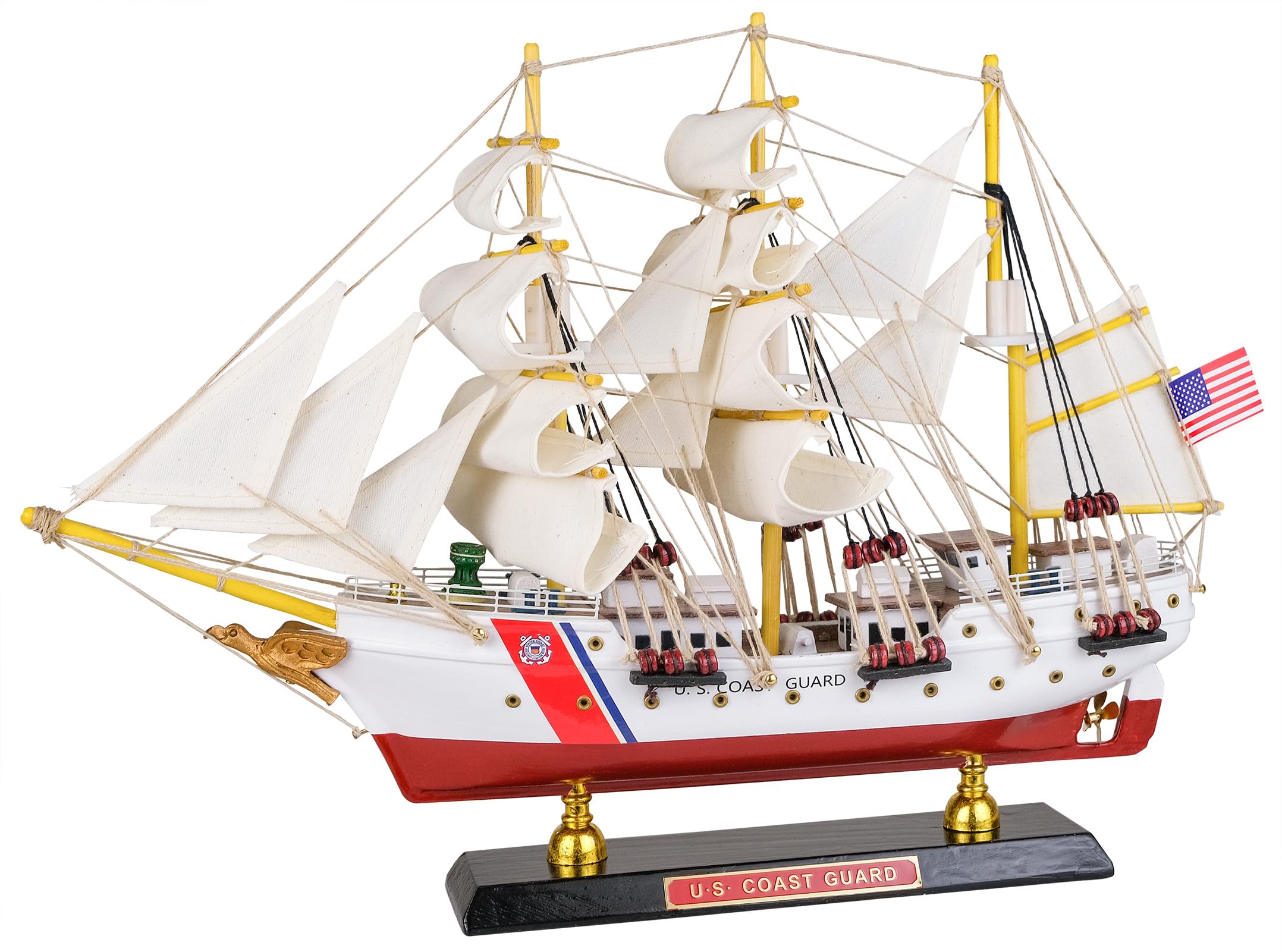 SAILINGSTORY Wooden Model Ship US Coast Guard Eagle Barque Ship Model Sailboat Decor USCG 1936 Replica Small