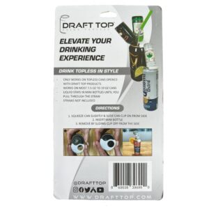 Draft Top Can Clips - Topless Can Clip for Mini-Bottles - Clip & Sip Bar Tool for Topless Cans, Mixer Tool, Barware Fits 12 oz to 19 oz Cans