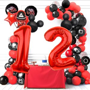 LEBERY Mouse Number 2 Balloon 40 Inch Red Number 2 Balloon Mini Mouse Head Balloon for 2nd Birthday Party, Black Red Large Number 2 Foil Balloon for Baby Shower Anniversary Supplies Decorations