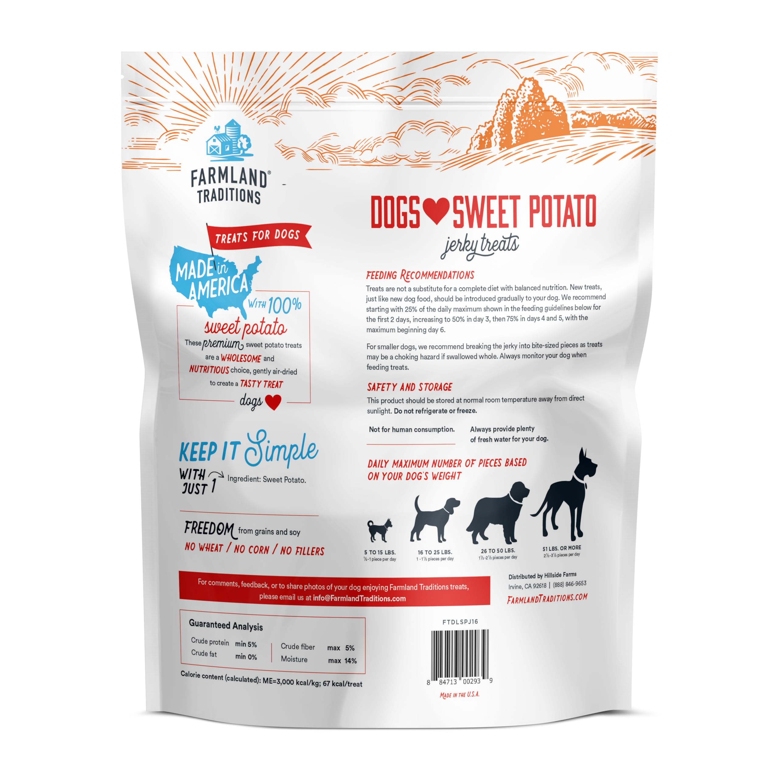 Farmland Traditions Dogs Love 100% Large Sliced Sweet Potato Jerky Treats for Dogs 16 oz.