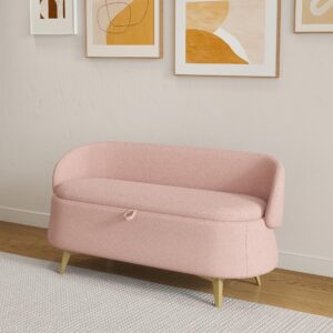 Loveseat Sofa Small Couch with Storage Space, 50" Sofa Couch 2 Seat Loveseat with Golden Metal Legs for Living Room/Bedroom/Lounge