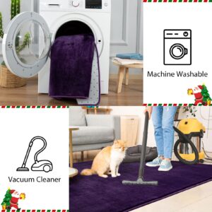 Przemy Washable Area Rug for Bedroom Living Room, 4x6 Feet Dark Purple Memory Foam Rug, Super Soft Modern Indoor Carpet for Bedside Kids Room Girls Boys Dorm Nursery Decor Mat