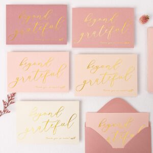 Crisky 50 pcs Dusty Rose Beyond Grateful Thank You Cards With 50 Envelopes & 50 Stickers Simple, Chic, Elegant Greeting Cards Perfect for: Wedding/Business/Birthday/Graduation. 4 x 6 inches 50 Pack