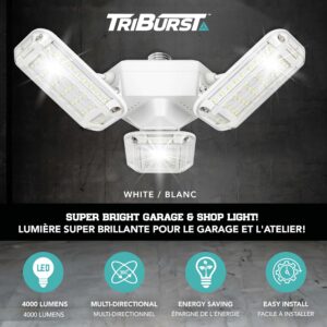 Triburst Shoplight 360 LED Light Bulb, LED Shop Lights, Garage Light Ceiling LED Work Light - 4000 Lumens, 3 Brightness Modes, Adjustable Triple Panel for Indoor, Bedroom, Living Room As Seen On TV