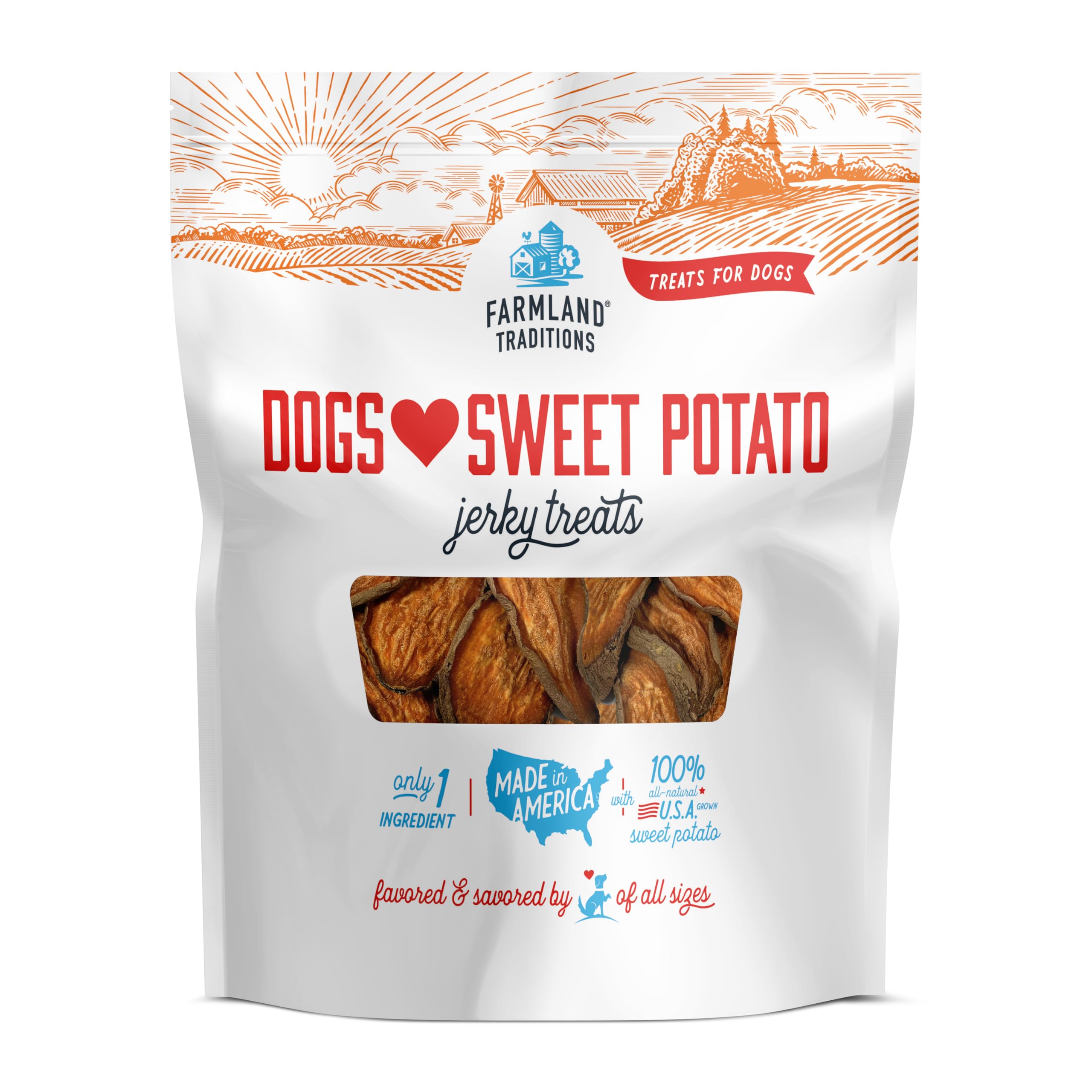 Farmland Traditions Dogs Love 100% Large Sliced Sweet Potato Jerky Treats for Dogs 16 oz.