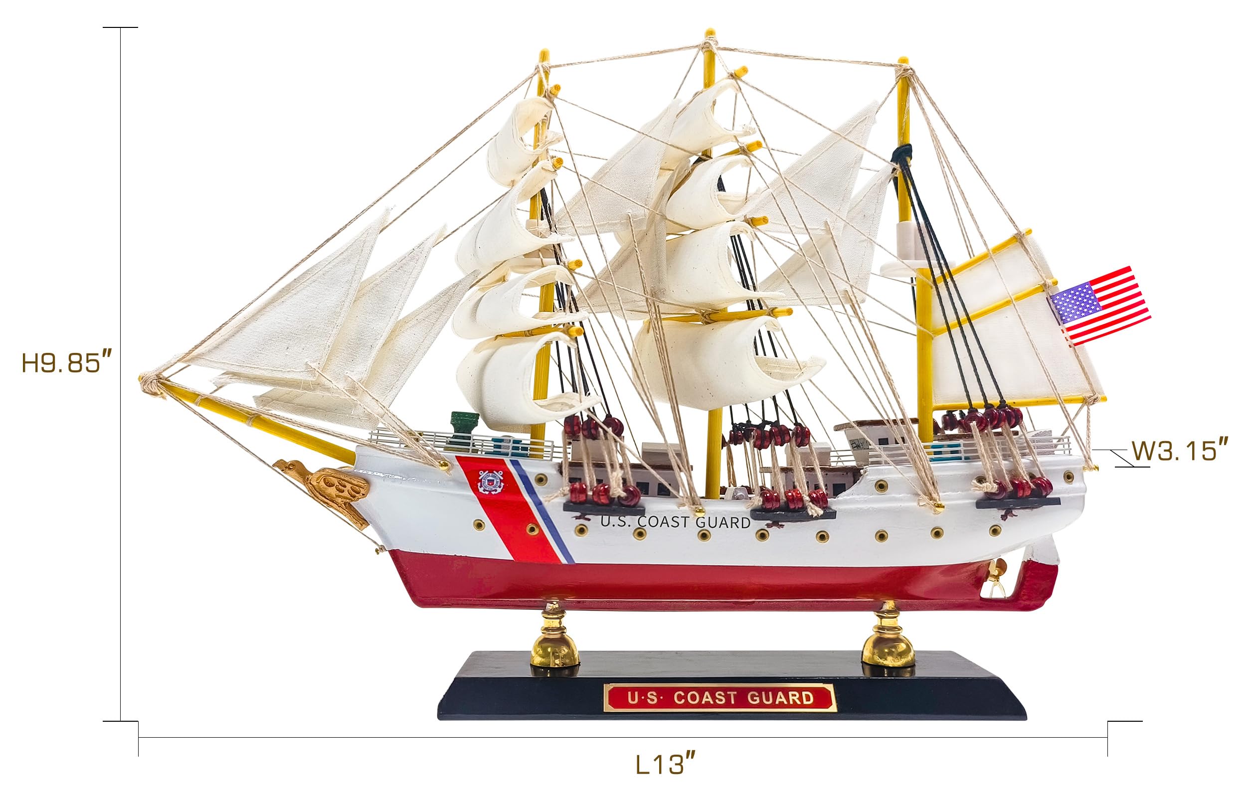 SAILINGSTORY Wooden Model Ship US Coast Guard Eagle Barque Ship Model Sailboat Decor USCG 1936 Replica Small