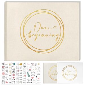 premium wedding guest book set, includes slipcase box, 100 pages, and 200 stickers, perfect for wedding reception, bridal shower, and special events