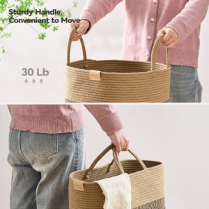 Nunsino 95L Laundry Hamper Basket,Baby Nursery Woven Storage Basket for Toys Bin,Pillows,Blankets,Clothes,Dark&Brown