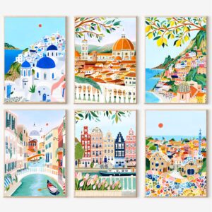 cupmod 6 packs paint by number for adults,scenery-cityscape diy acrylic oil painting paint by numbers kits on canvas,adults paint by numbers kits drawing paintwork for home decor