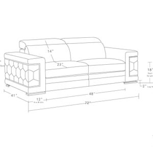 Blackjack Furniture Soren 3 Piece Leather Upholstered Adjustable Headrests, Solid Brazilian Wood Frame and High Density Foam Cushioning, Sofa and Loveseat, White