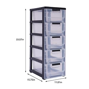 Plastic Transparent Drawers Dresser, 5 Layers Storage Cabinet with 5 Drawers, Organizer Unit Stable Cart on Wheels, Storage Closet Organizer for Storing Clothes, Towels