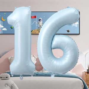 YFHVJTKO 40 Inch Baby Blue Number 1 Foil Balloons 1st Celebration Decorations for 1st Birthday Party Wedding Bridal Shower Engagement Photo Shoot Anniversary Decoration, (Baby Blue Number 1)