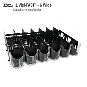 Display Technologies Visi-Fast Spring-Loaded Beverage Pusher-Glides (Pack of 6) - Effortless Beverage Product Presentation for 32oz/1LTR - 6-wide, 22" D' Drink Organizer ofor Cans, Bottles and More