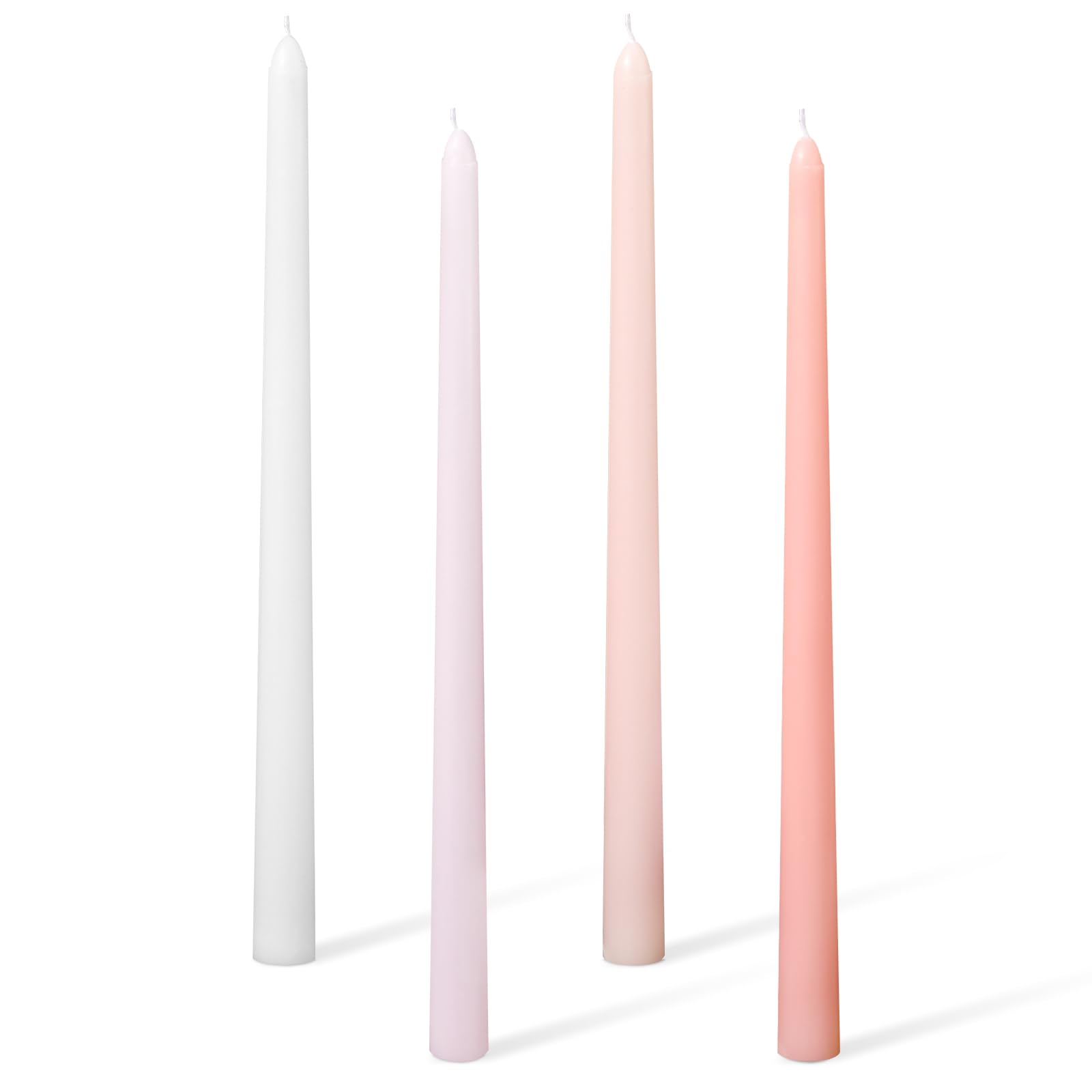 11.81'' 4pcs Taper Candles Sticks, Long Tall Thin Candles Unscented Smokeless Gradient Color Tapered Candlesticks for Table Home Dinner Wedding Festival (Pink Series)