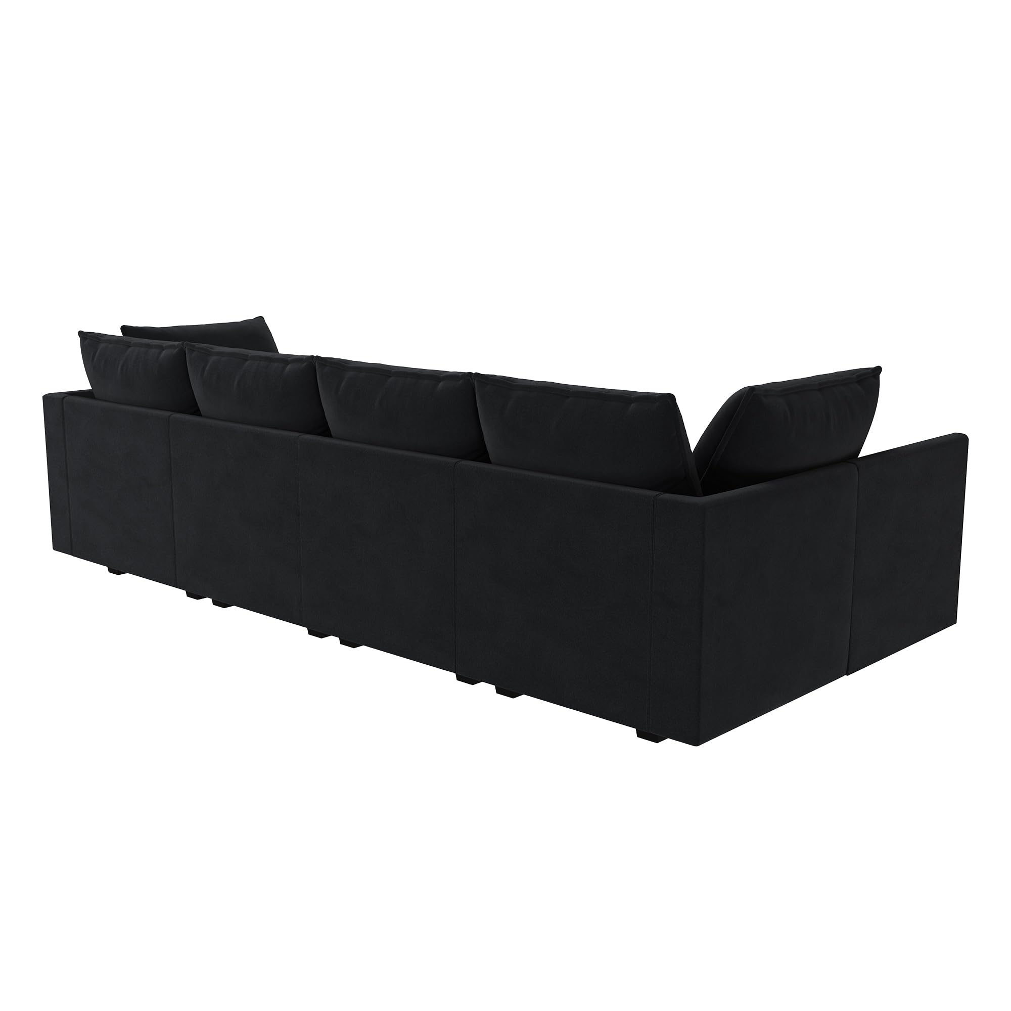 HONBAY Modular Sectional Sleeper Sofa Velvet Sectional Sleeper Couch with Storage Seats Oversized Sectional for Living Room,Black