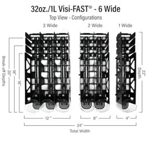 Display Technologies Visi-Fast Spring-Loaded Beverage Pusher-Glides (Pack of 6) - Effortless Beverage Product Presentation for 32oz/1LTR - 6-wide, 22" D' Drink Organizer ofor Cans, Bottles and More