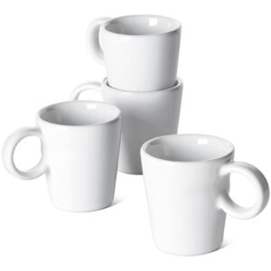 le tauci 3 oz espresso cups, ceramic demitasse cup, mini espresso mugs for home or office, stackable expresso shots cup perfect for espresso machine, set of 4, white