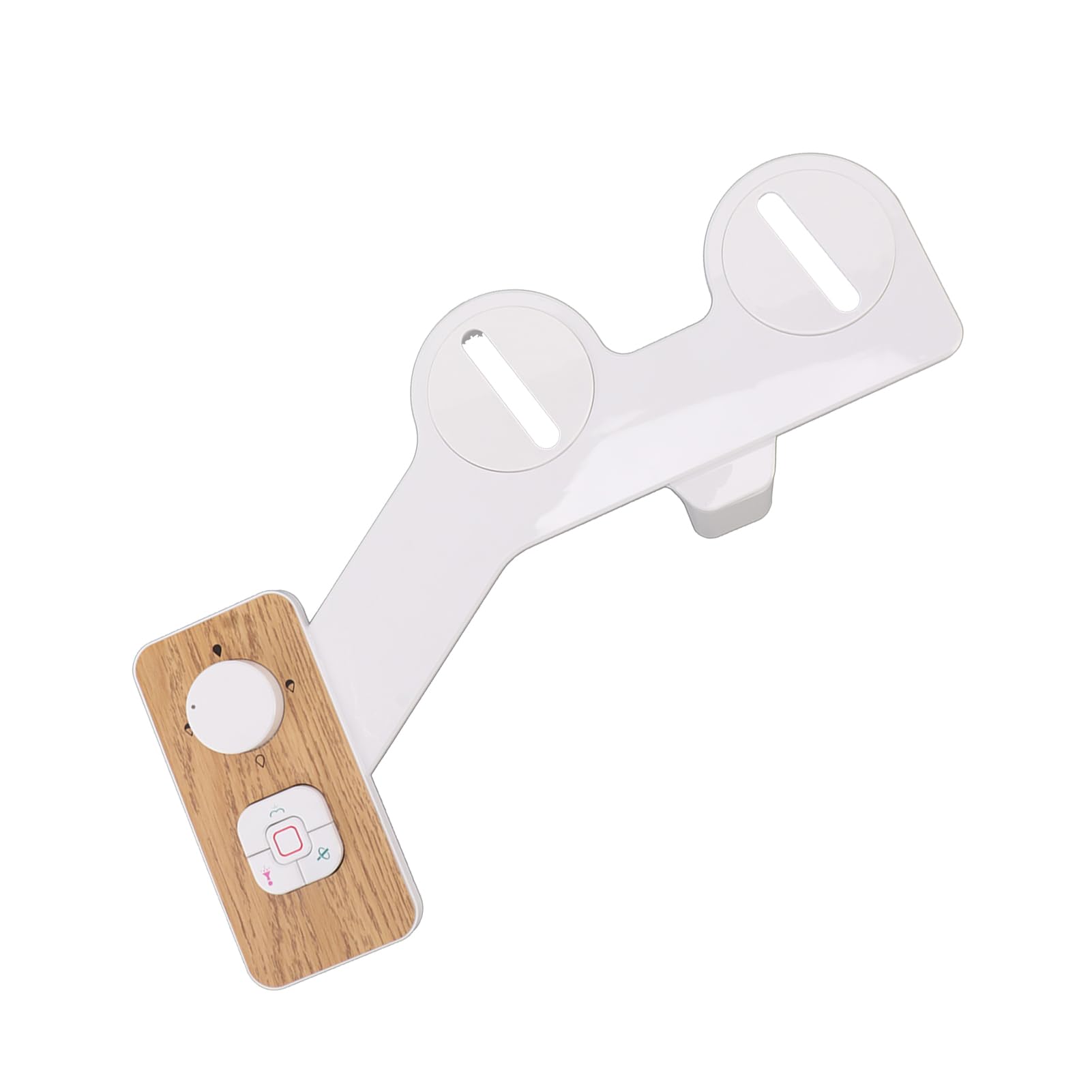 Hyuduo Button Bidet Attachment, Toilet Bidet Attachment with 7/8 Copper Tee, Wood Grain Button Dual Nozzle Bidet Attachment, Ultra Slim Bidet, Bidets