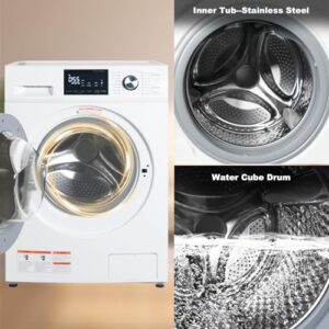 SMETA Compact Front Load Washer Washing Machine 2.8 cu. ft. Small Front Foading Space Saving Washer 24" with 36-Minute Quick Clothes Washing Machines RV Dorm Camper (2.8 cuft)