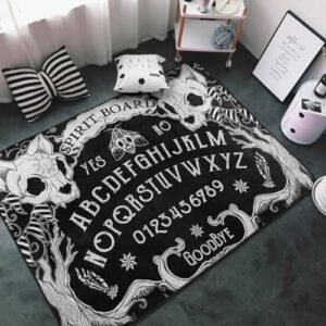 area rug ultra soft rug stylish mats carpets multipurpose carpets for living room, bedroom, extra large area carpet cat skull head witch magic board black gothic