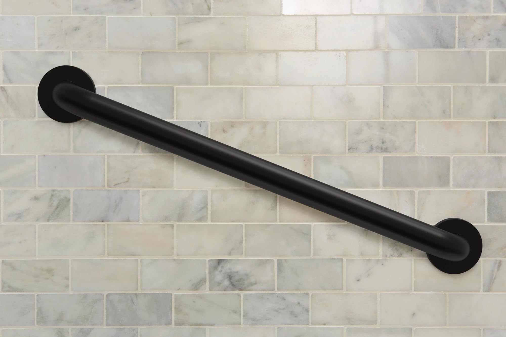 Moen Concealed Grab Bar AC Matte Black 24-Inch Bathroom Safety Grab Bar, R8924BL