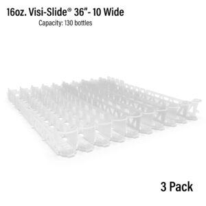 Visi-Slide 14/16oz Soda Beverage Dispenser - Gravity Fed Glide for Angled Shelves for Coolers, Commercial Refrigerators, Cold Vaults (Pack of 3) Drink Organizer for Cans, Bottles and More