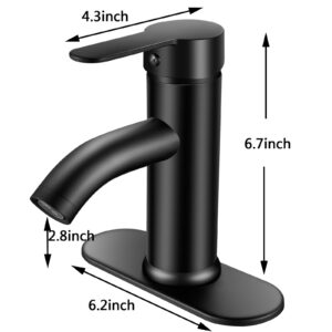 NICTIE Bathroom Faucet Black Single Hole Bathroom Sink Faucet Single Handle Vanity Faucet Matte Black Modern Commercial RV Faucet with Pop-up Drain Suitable for 1 or 3 Hole Installation