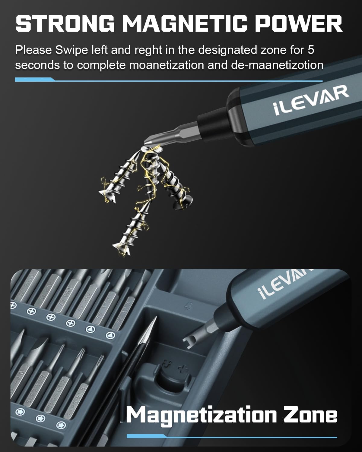 ILEVAR 68-in-1 Electric Precision Screwdriver Set - Mini Cordless Repair Tool for Eyeglasses, Laptops, Console - 5 Torque Settings, Magnetic Case, Torx & Phillips Bits