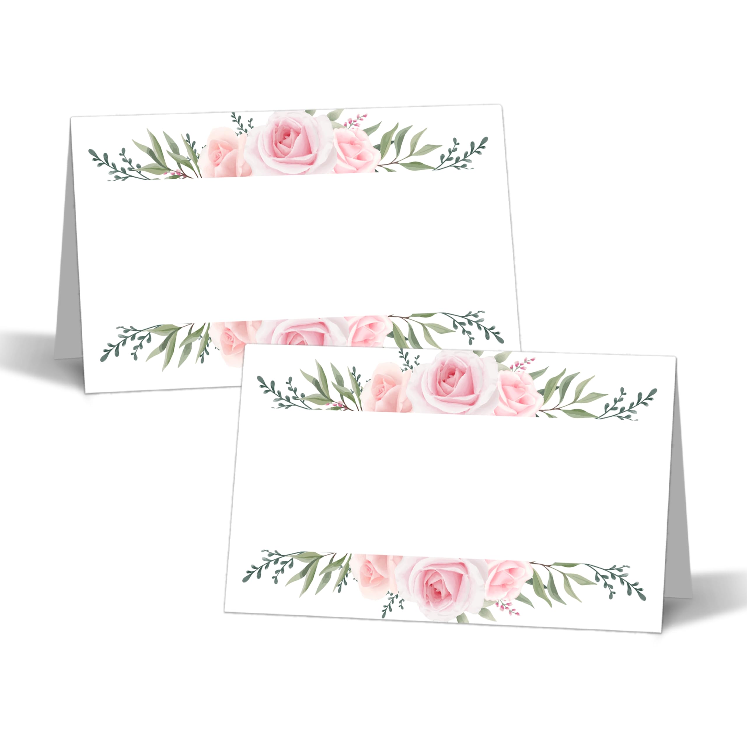 Zmyollo Blush Pink Floral Table Place Cards - 25PCS Tent Cards - 2.1” x 3.5“ Food Lables - Name Place Cards for Table Setting - Name Cards for Birthday Party Baby Shower - Scored for Easy Folding -15