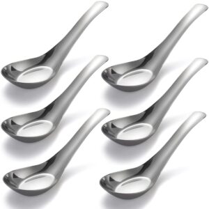 soup spoons set of 6 stainless steel dinner spoons mirror polished soup spoon asian soup spoons for bouillon dessert cereal thai miso ramen(6 pcs) (medium)