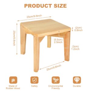 WOPPLXY Bamboo Wooden Foot Stool, 10 Inch Small Step Stools, Holds Up to 300lbs, Small Wood Stool for Kitchen Bathroom Bedroom