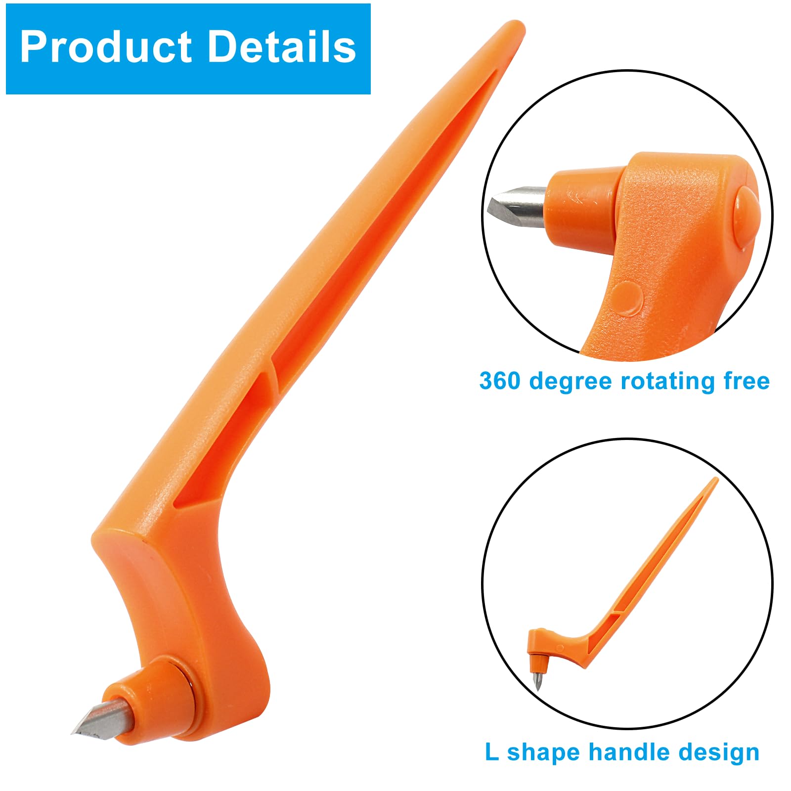 Moicstiy Craft Cutting Tools Pen, Craft Cutting Knives with 3 different 360 Degree Rotating Blades Stainless Steel Cutter Pen for Stencils Scrapbooks DIY Crafts (Orange)