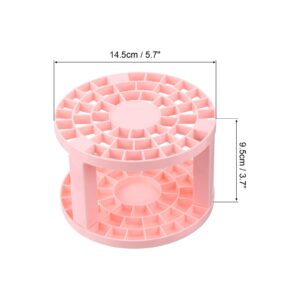 PATIKIL 1pcs Paint Brush Holder, Paint Brush Storage Organizer 49 Holes Plastic Paint Storage Desk Stand Round for Artist Desk Makeup Pencil, Pink