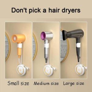 Hair Dryer Holder, Adjustable Hair Dryer Holder Wall Mounted Hands Free 360 Degree Rotation, Multi-Functional Hair Dryer Stand Self Adhesive Blow Dryer Holder Organizer (White Gold)