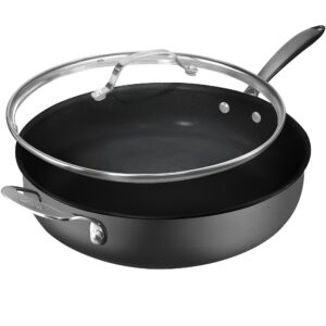 granitestone armor max 5.5 quart.sauté pan with lid - 12 inch non stick deep frying pan with lid, large frying pan, oven safe skillet with lid, multipurpose jumbo cooker, stovetop/dishwasher safe…