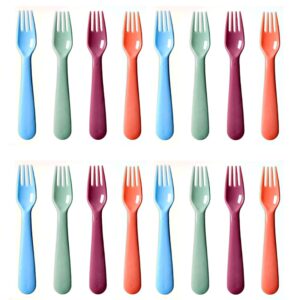 chaleemoo 16pcs kids plastic forks, macaron-colored kids eating utensils, reusable toddler silverware set, bpa free, ideal for school lunch, camping, travel, party favors, dishwasher safe