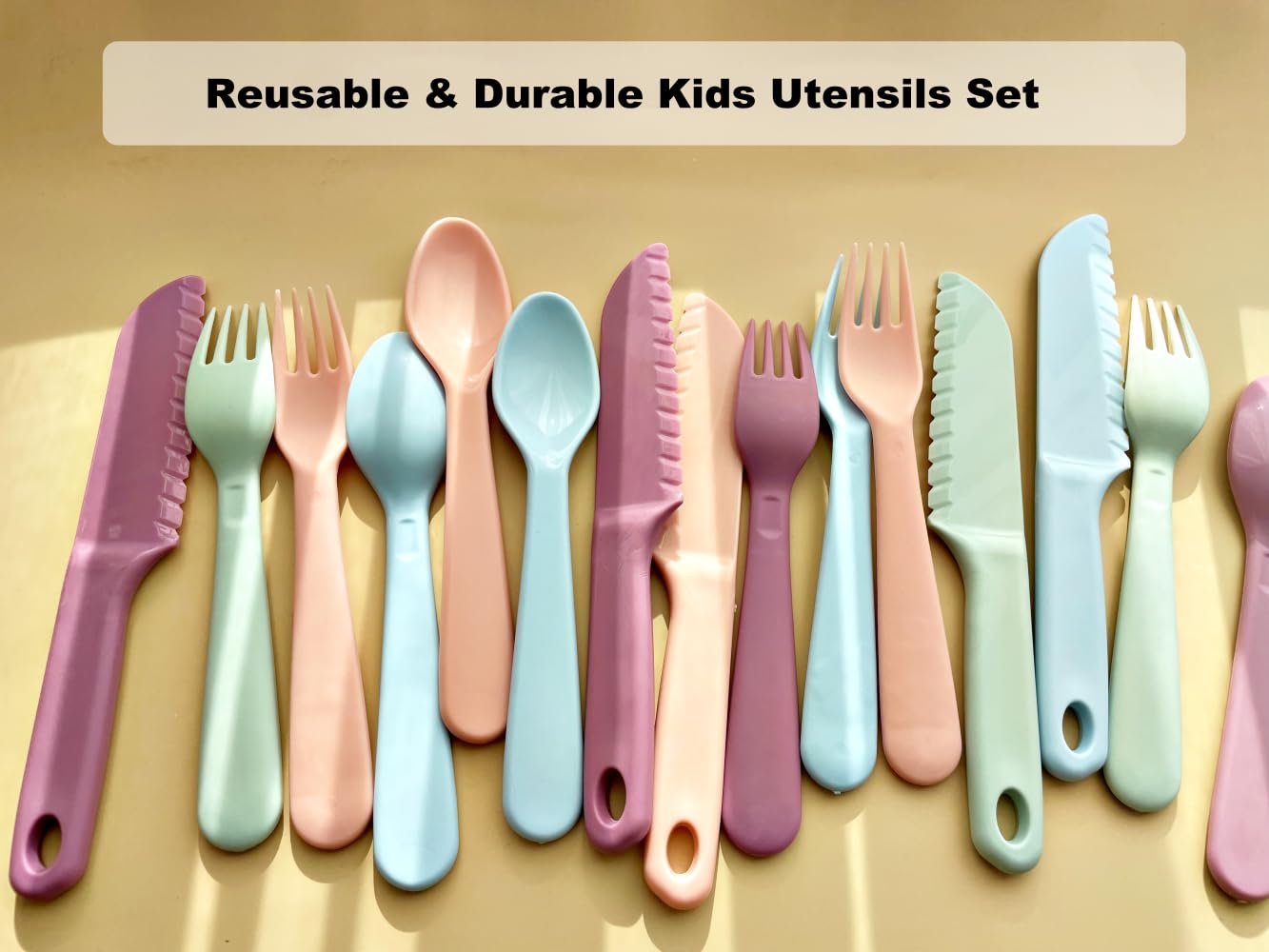 ChaLeeMoo 16Pcs Kids Plastic Forks, Macaron-Colored Kids Eating Utensils, Reusable Toddler Silverware Set, BPA Free, Ideal for School Lunch, Camping, Travel, Party Favors, Dishwasher Safe