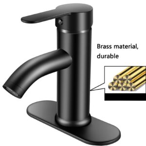 NICTIE Bathroom Faucet Black Single Hole Bathroom Sink Faucet Single Handle Vanity Faucet Matte Black Modern Commercial RV Faucet with Pop-up Drain Suitable for 1 or 3 Hole Installation