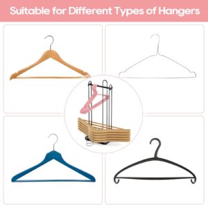 PAPAGIFTREE Hanger Organizer Stacker, Hanger Storage Organizer Clothes Hanger Holder, Clothes Hanger Storage Rack Hanger Caddy Portable Hanger Holder Stand for Laundry Room Organization (1, Black)