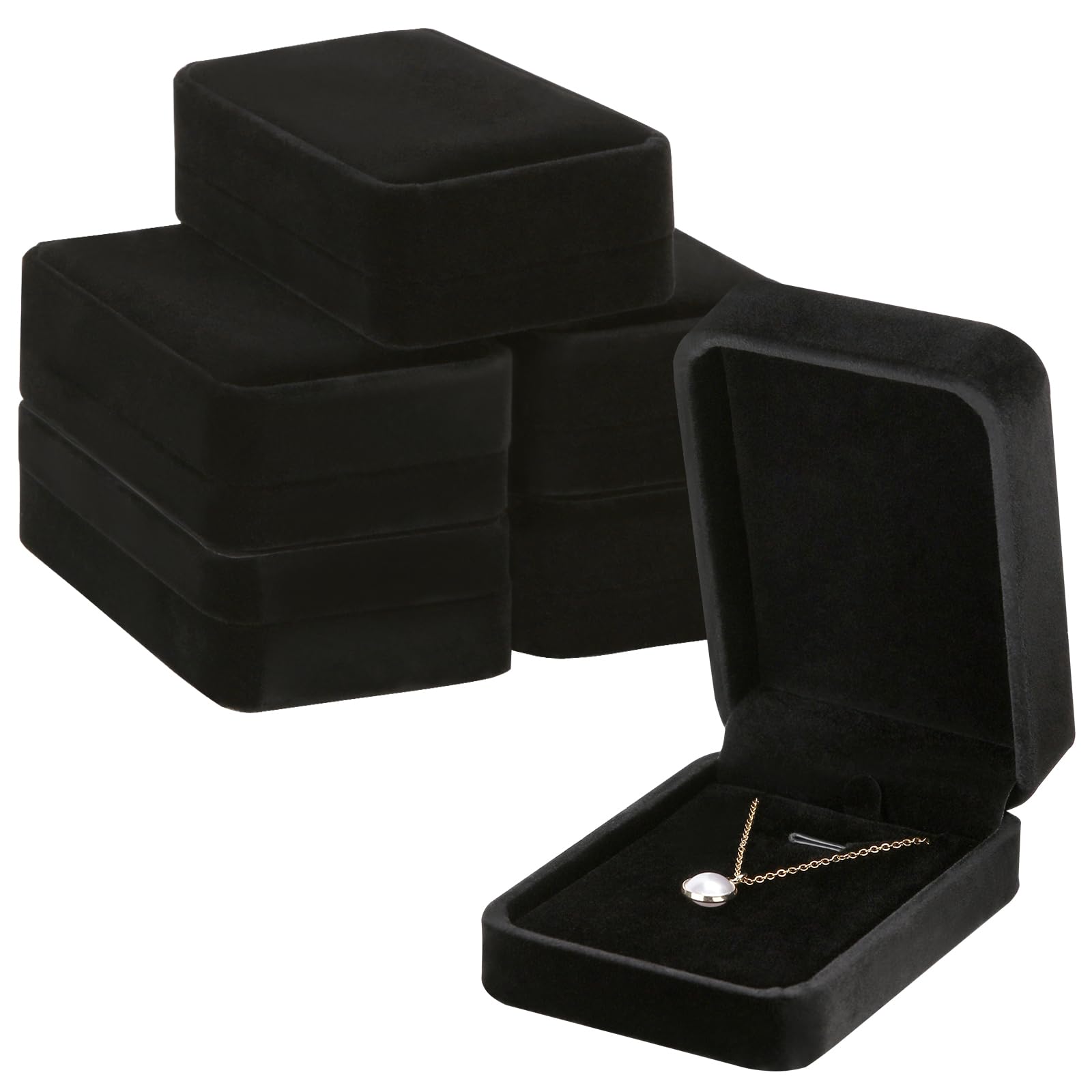 LETURE 6 Pieces Velvet Jewelry Gift Boxes for Necklace Pendant Bracelet Ring Earring, Jewelry Storage Display Case for Christmas Wedding Engagement Birthday Anniversary (Pendant Box STYLE-6PCS)