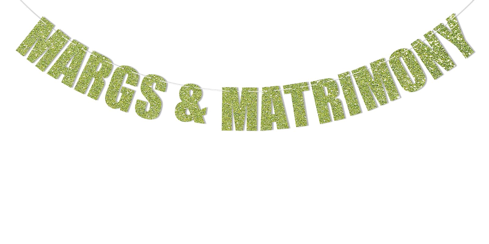 Margs & Matrimony Banner, Bachelorette Party Decorations, Margarrita Banner, Wedding Bridal Shower Wedding Party Decorations Green Glitter