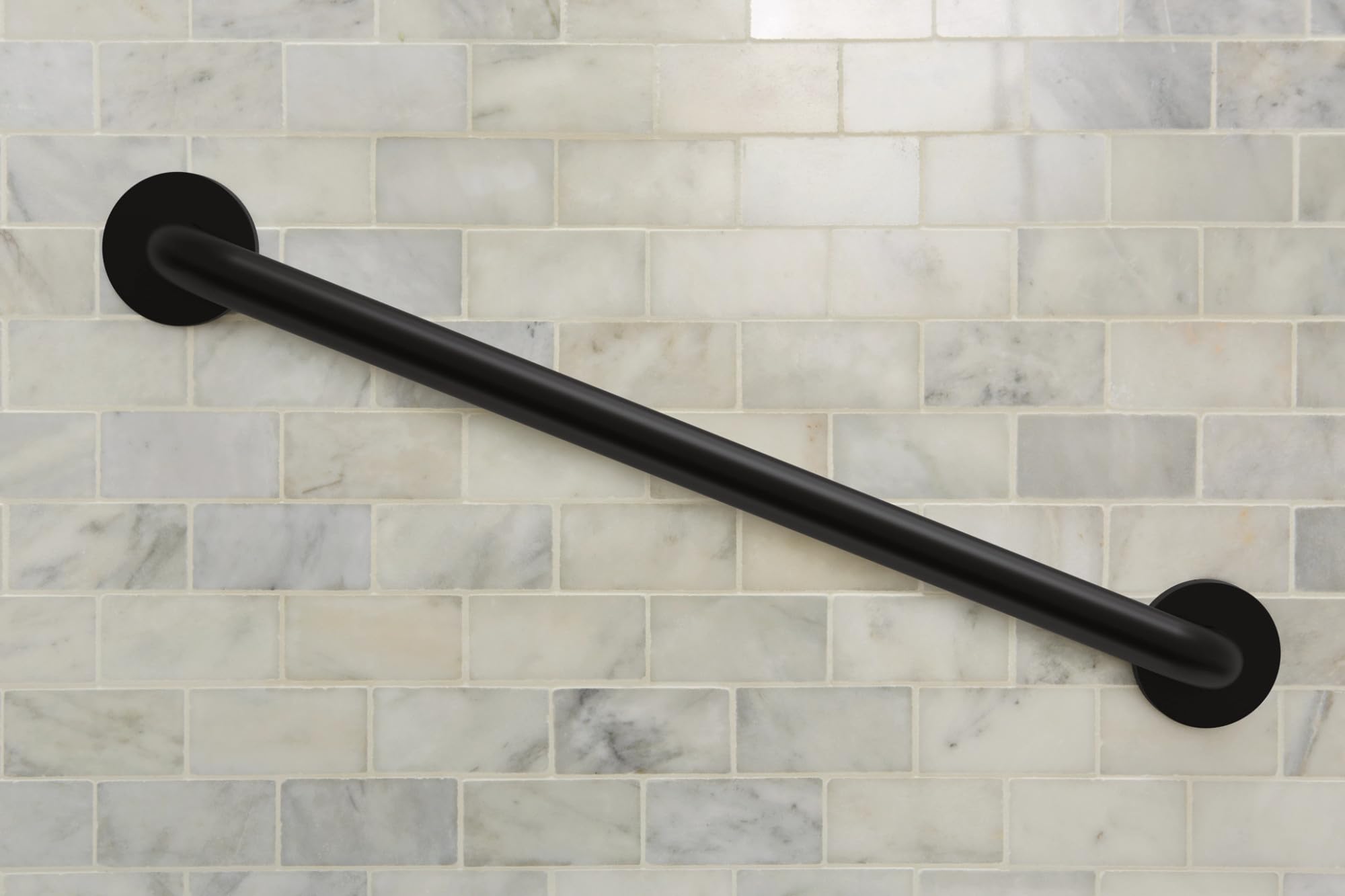 Moen Concealed Grab Bar AC Matte Black 24-Inch Bathroom Safety Grab Bar, R8724BL