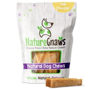 nature gnaws yak chews for dogs - premium natural hard cheese bones - long lasting dog chew treats for agressive chewers - rawhide free - 1lb