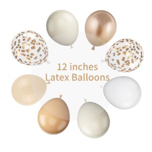 Cream and Sand Gold Balloons Set, 12 Inch Double Stuffed Beige Balloons with Metallic Chrome Champagne Nude Neutral Cream White Balloon for Bridal Baby Shower Birthday Wedding Party Decorations