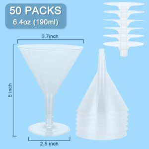 60Pcs Plastic Martini Glasses Disposable Margarita Glasses 6.4oz Plastic Cocktail Glasses Clear Coupe Glasses Party Champagne Glasses Cups for Weddings Party Bar, Birthday, Desserts, Ice Cream