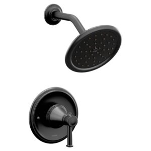 moen belfield matte black posi-temp shower trim kit with eco-performance showerhead, valve required, t2312epbl