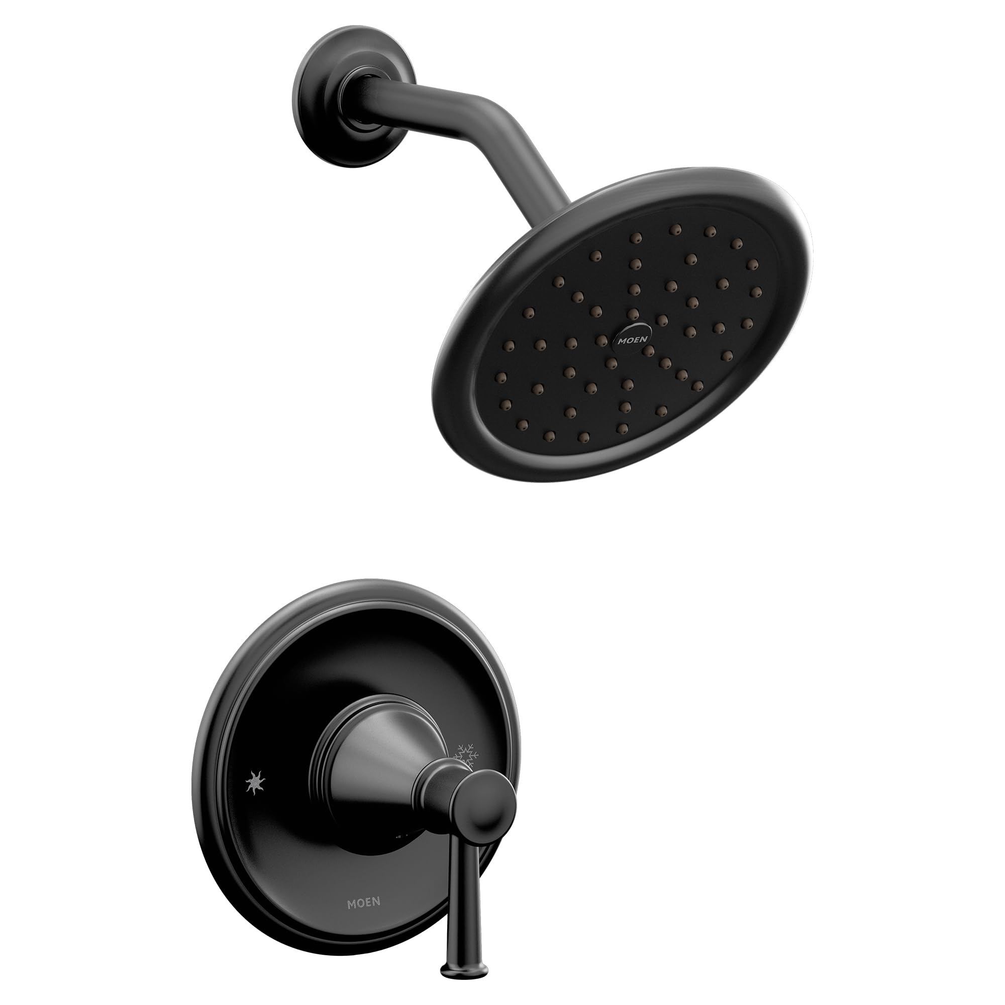 Moen Belfield Matte Black Posi-Temp Shower Trim Kit with Eco-Performance Showerhead, Valve Required, T2312EPBL