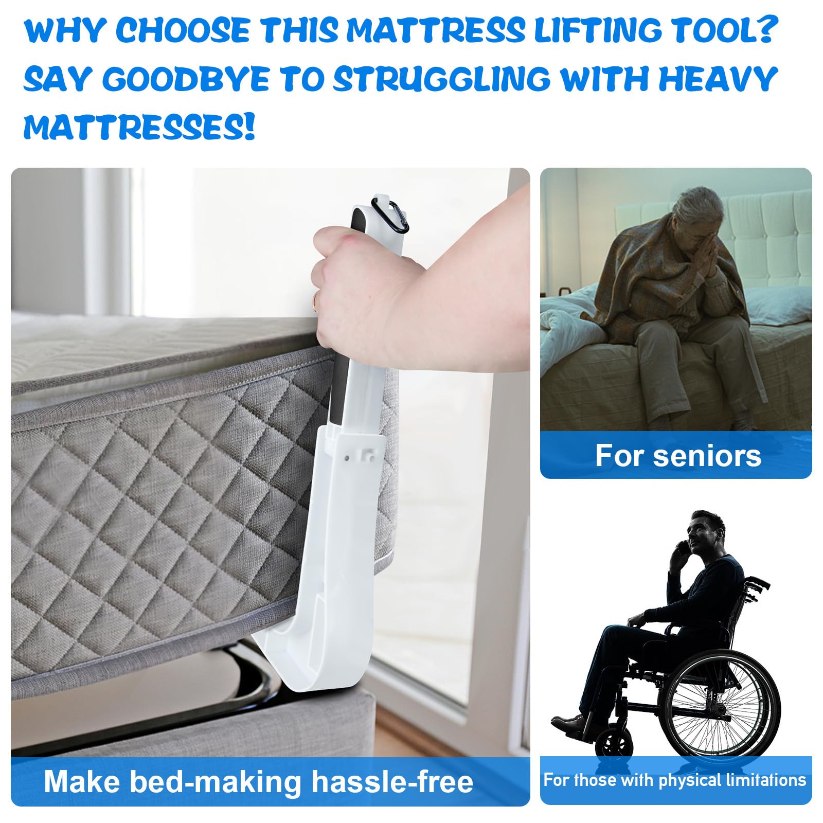 Mattress Lifting Tool Ergonomic Under Mattress Elevator For Changing Sheets Effortless Bed Making Simple Operate Mattress Lifting Tool Effortless Bed Making Ergonomic Mattress Lifter Easy Bed